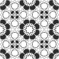 Retro black and white pattern with floral design