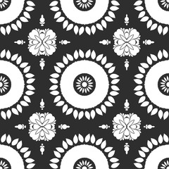 Black and white floral abstract pattern