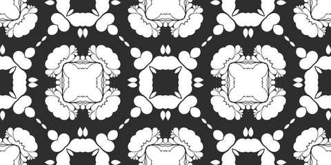 Black and white floral abstract pattern
