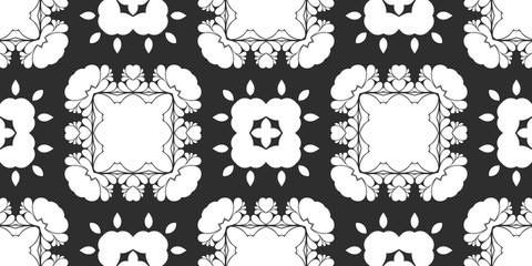 Black and white floral abstract pattern