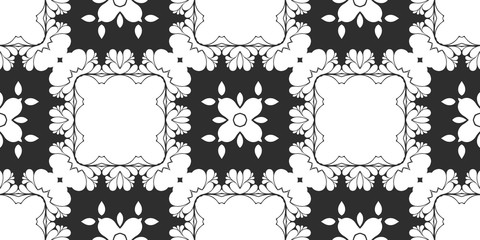 Black and white floral abstract pattern
