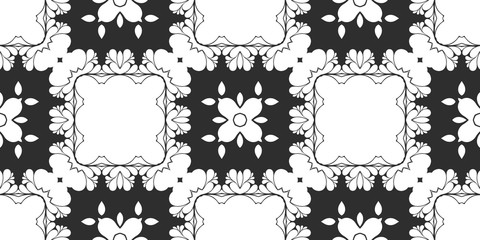 Black and white floral abstract pattern