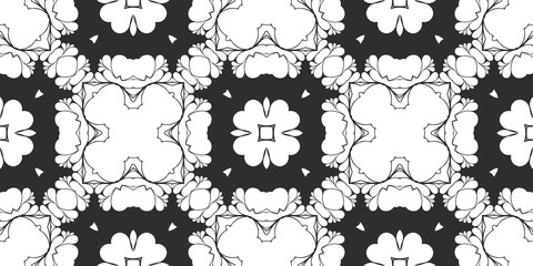 Black and white floral abstract pattern