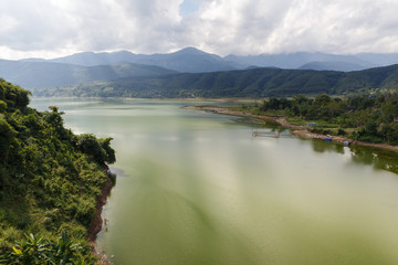 Nam na River, mountain river and cloudy sky, beautiful landscape, Lai Chau province, Vietnam