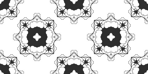 Black and white floral abstract pattern