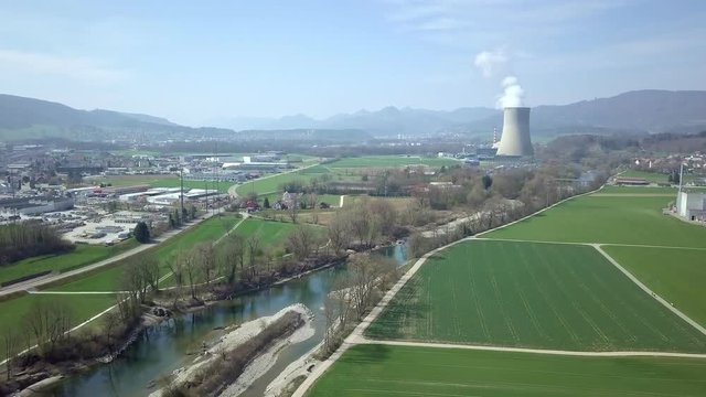 Aerial KKW Goesgen Nuclear Power Station 