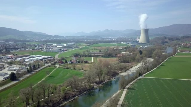 Aerial KKW Goesgen Nuclear Power Station 