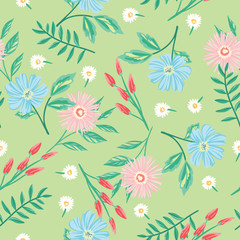 vintage pastel floral seamless pattern