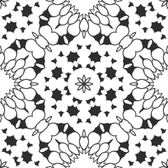 Tuinposter Floral black and white pattern, retro cover design © AnaMaria