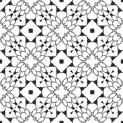 Floral black and white pattern, retro cover design