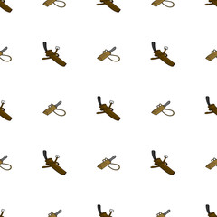 Seamless pattern with sword and gun in case on white background. Medieval weapon. Vector illustration.