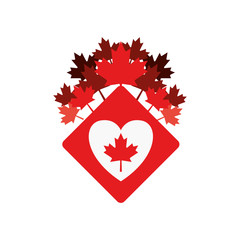 Maple leaf heart and canada symbol design