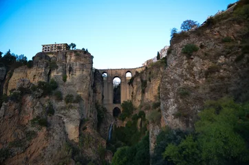 Photo sur Plexiglas Ronda Pont Neuf 夕暮れのヌエボ橋（ロンダ、スペイン・アンダルシア）