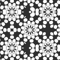 Beauty floral digital pattern, creative retro, vintage black and white design