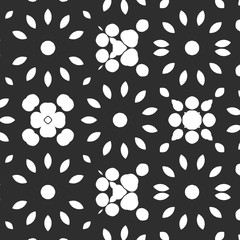 Beauty floral digital pattern, creative retro, vintage black and white design