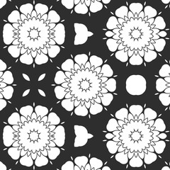 Beauty floral digital pattern, creative retro, vintage black and white design