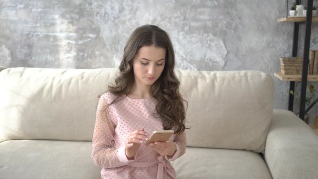 4K Young Woman Hands Typing Sms Scrolling Pictures Phone