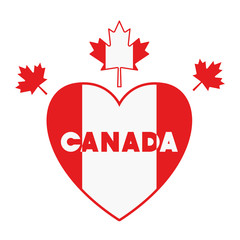 Maple leaf heart and canada symbol design