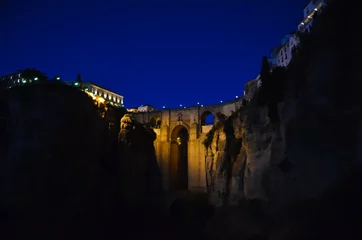 Crédence de cuisine en plexiglas Ronda Pont Neuf 夜のヌエボ橋（ロンダ、スペイン・アンダルシア）