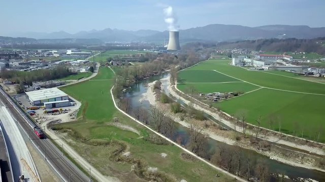 Aerial KKW Goesgen Nuclear Power Station 