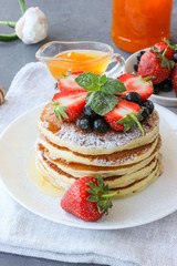 Lush pancake Breakfast with strawberries