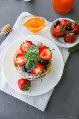 Lush pancake Breakfast with strawberries