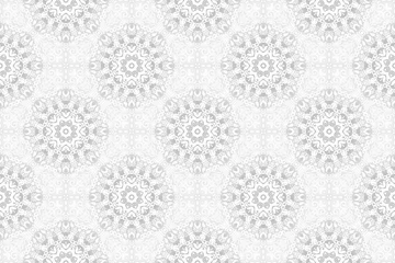 Poster Beauty gloral abstract grey and white pattern, vintage, retro style © AnaMaria