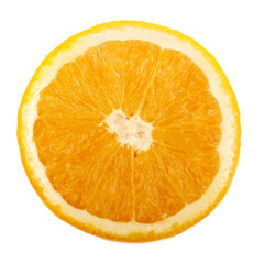 half of orange isolated on white background. top view