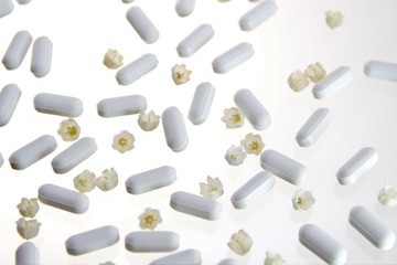 pills on white background