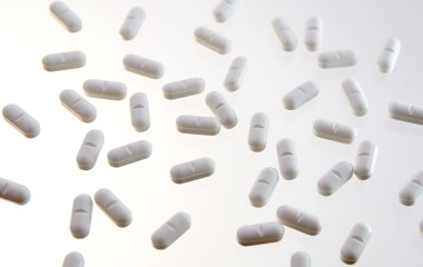 pills on white background
