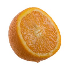 half of orange isolated on white background
