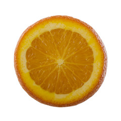 half of orange isolated on white background. top view