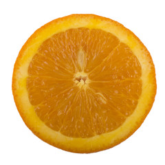 half of orange isolated on white background. top view