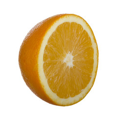 half of orange isolated on white background