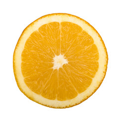 half of orange isolated on white background. top view