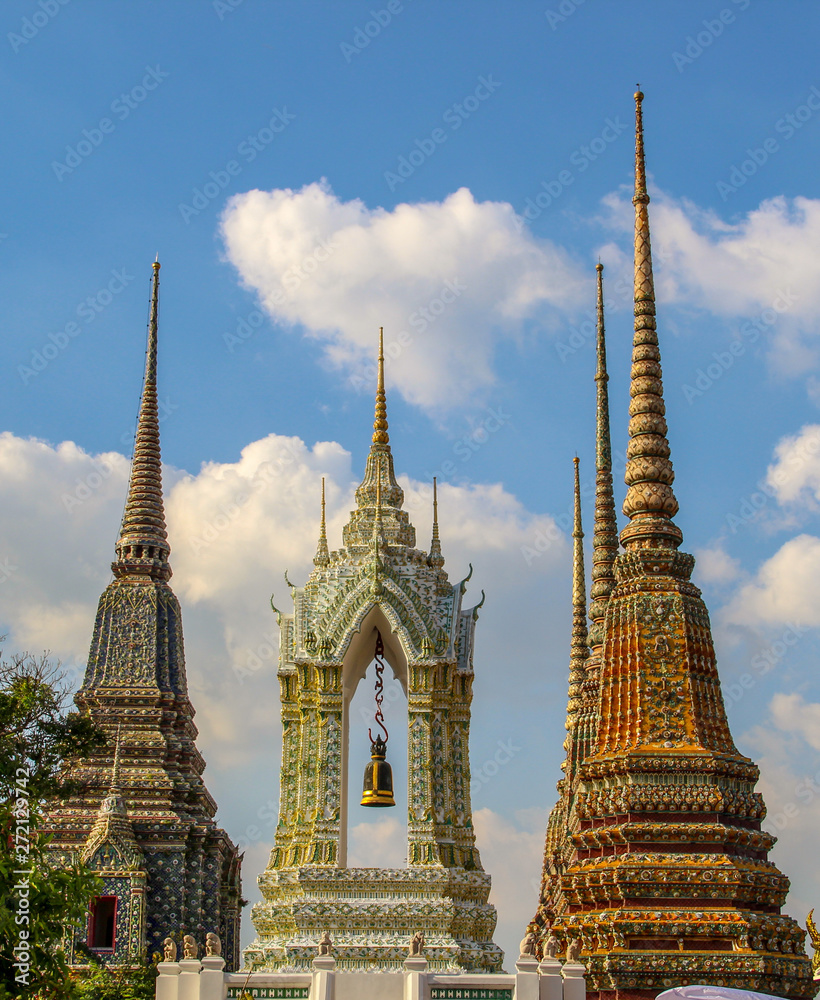 Wall mural Wat Pho temple and buddhist statues in Bangkok