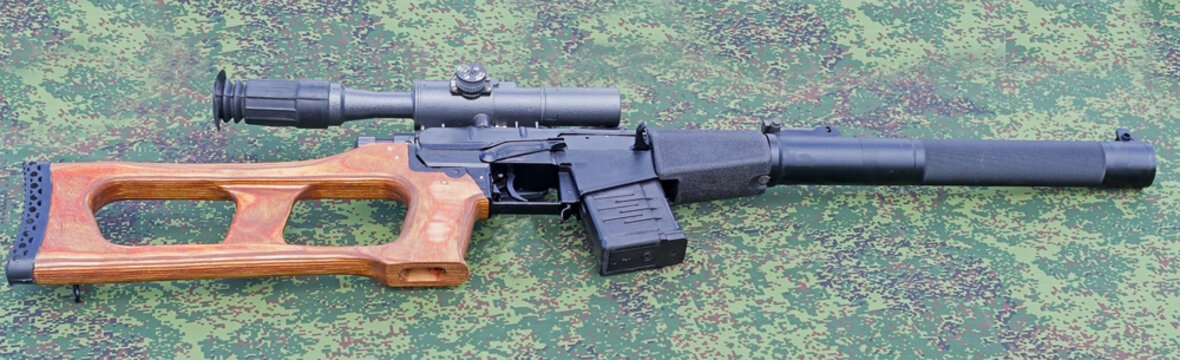 modern russian sniper rifle with optic scope