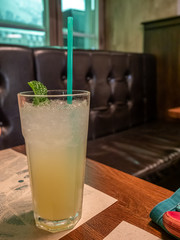 Lemonade with mint in glass