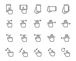 set of gesture icons, such as phone, hand, smartphone, touchscreen