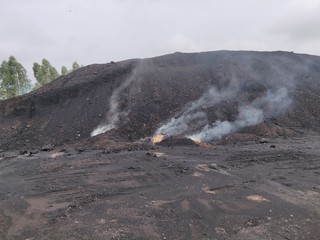 The lignite coal spontaneous combustion.