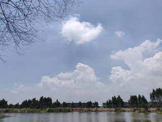 Landscape of nature and blue sky background.