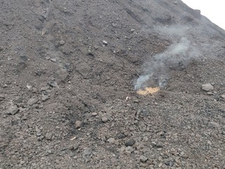 The lignite coal spontaneous combustion.