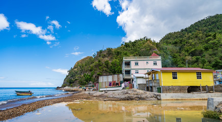 Bibble Beach, Soufriere,  Views around the caribbean island of Dominica West indies.