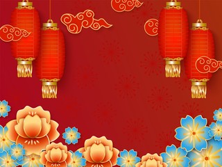 Red background template with empty space for celebrating Chinese New Year.