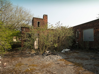 Abandoned overgrown factory
