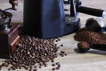 beans and coffee grinder