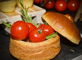 Bread tomatoes rosemary