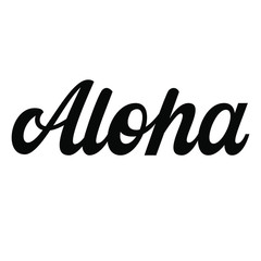Aloha hand lettering, retro letters isolated on white background, Hawaiian language greeting typography, vector type illustration. © Ann Lou