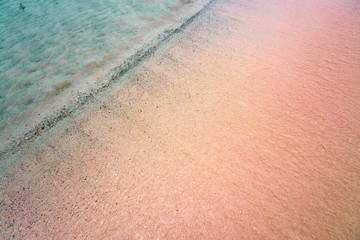 Colorful sand on tropic beach. Copy space.   