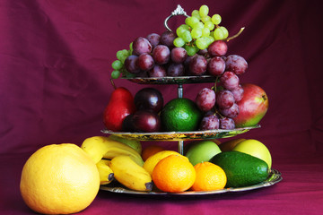 fresh fruits on a tray
